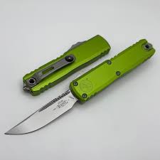 MICROTECH 12314-10NG UTX-85 GEN IV W/ NEON GREEN HANDLE & STONEWASH S/E 