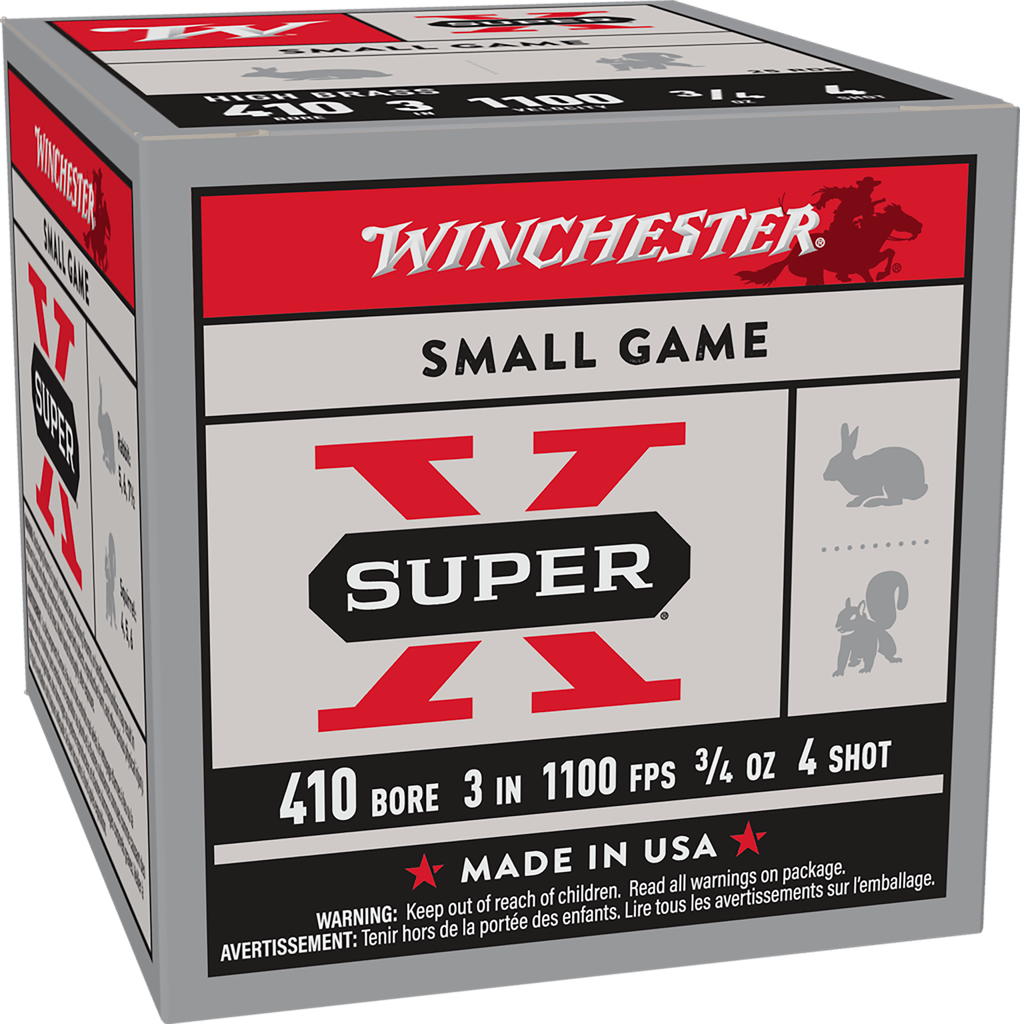 WINCHESTER X413H4 SUPER-X HEAVY GAME LOAD  410 GA 3" 3/4 OZ 4 SHOT 25 RNDS