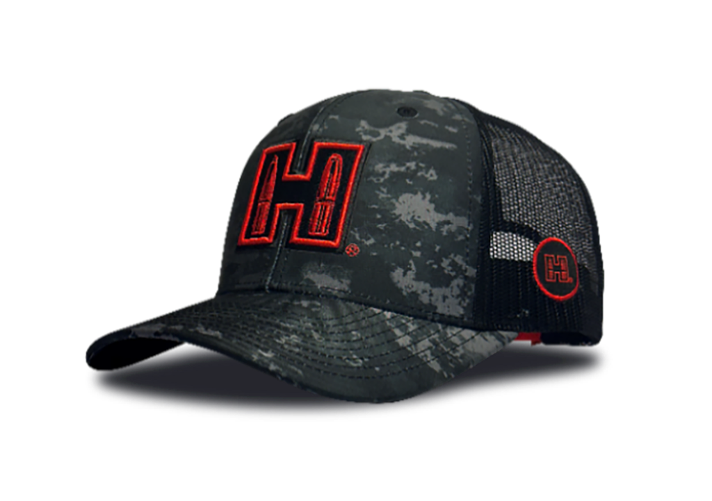 HORNADY 32630 BLACK URBAN CAMO TRUCKER HAT WITH HORNADY PATCH