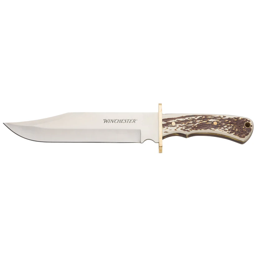WINCHESTER 6220055W 13.75" STAG HANDLE BOWIE KNIFE W/ SHEATH