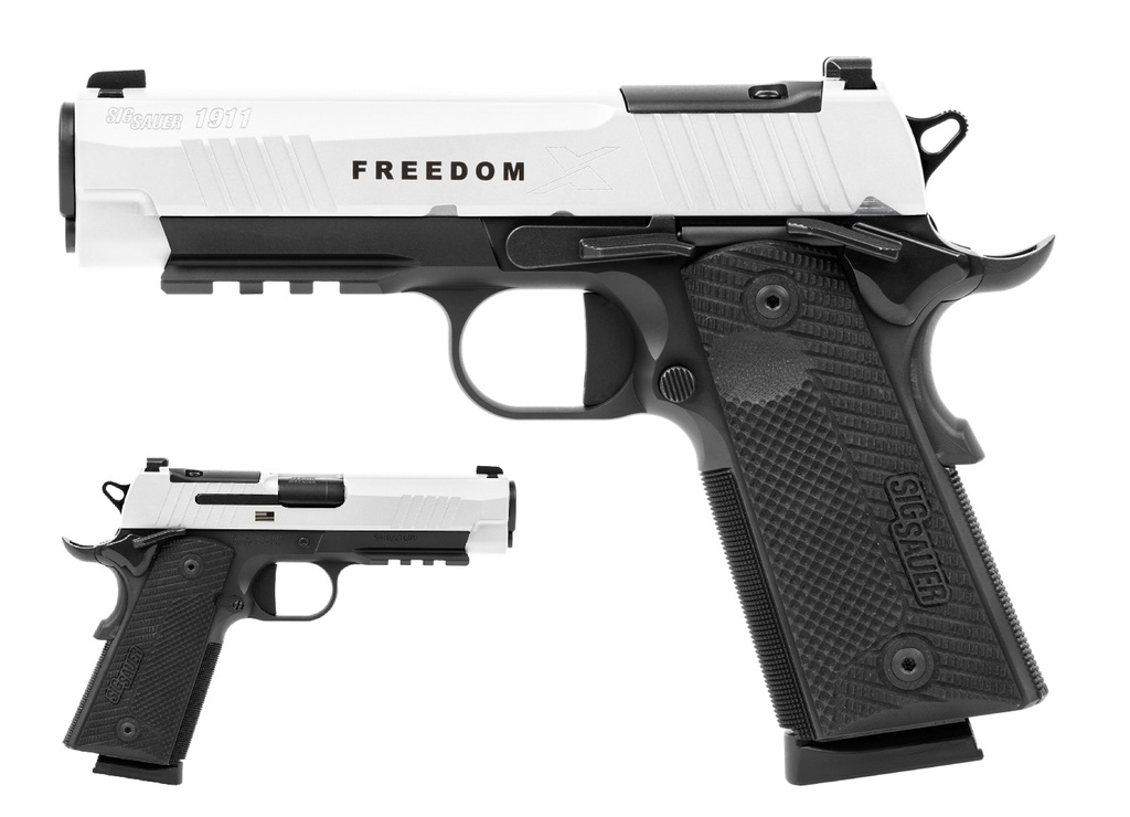 SIG SAUER 1911XCA-45-TWXR3-TP 1911-X FREEDOM SERIES LIMITED EDITION CARRY 45 ACP 8+1 4.20" WHITE CERAKOTE W/"FREEDOM" AND FLAG ENGRAVING