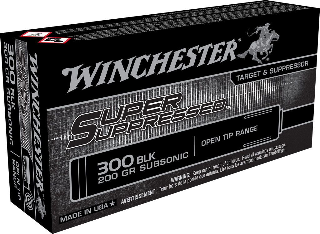 WINCHESTER SUP300BLK SUPER SUPPRESSED 300 BLACKOUT 200 GR OPEN TIP RANGE 20 PER BOX