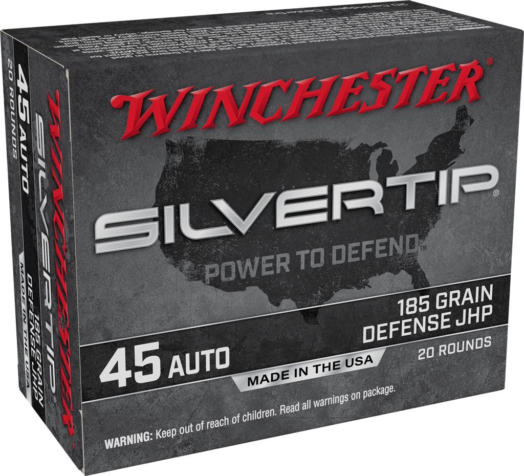 WINCHESTER W45AST SILVERTIP 45 ACP 185 GRAIN SILVERTIP JHP 20 RNDS