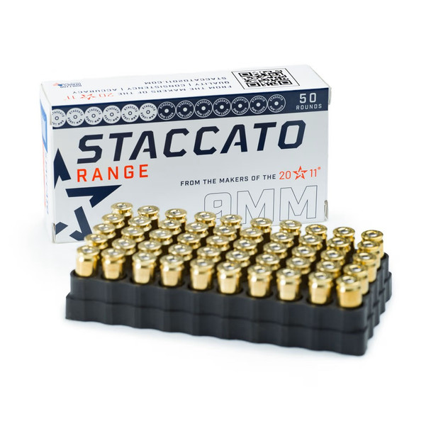 STACCATO 1-919-LHA124FMJ-STAC-R-ECOM RANGE 9MM 124 GRAIN FMJ 1130 FPS