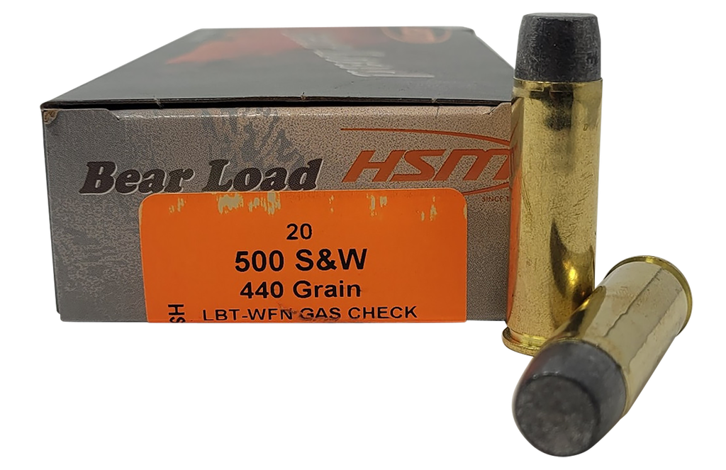 HSM 500SW6N BEAR LOAD 500 S&W MAG 440 GRAIN WIDE FLAT NOSE 20 RNDS