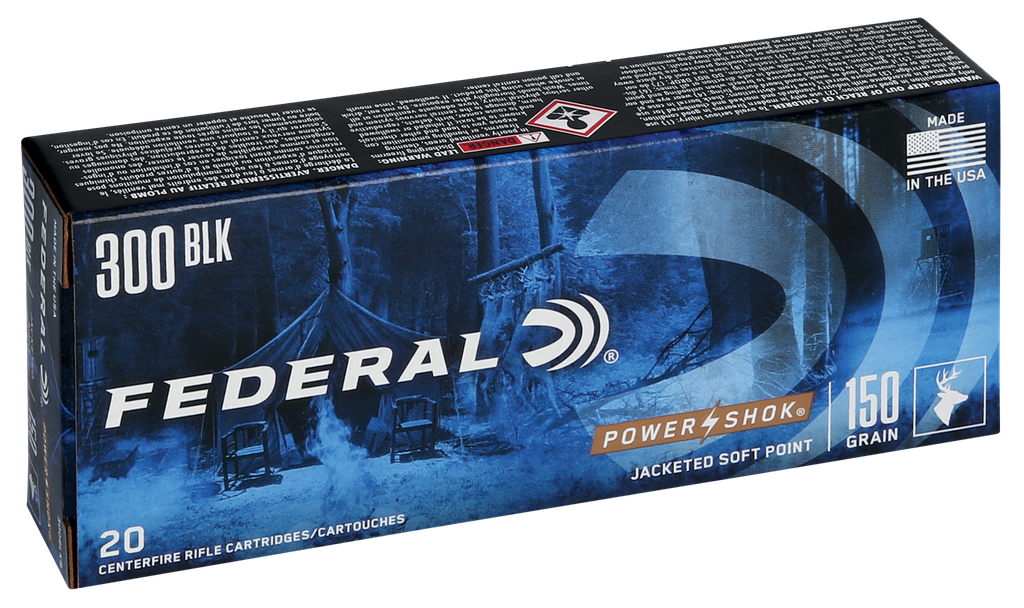 FEDERAL 300BLKB POWER-SHOK 300 BLACKOUT 150 GRAIN JSP 20 RNDS