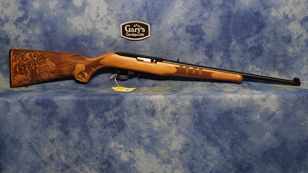 USED RUGER 10/22 22 LR WOOD STOCK WITH TIGER ENGRAVING