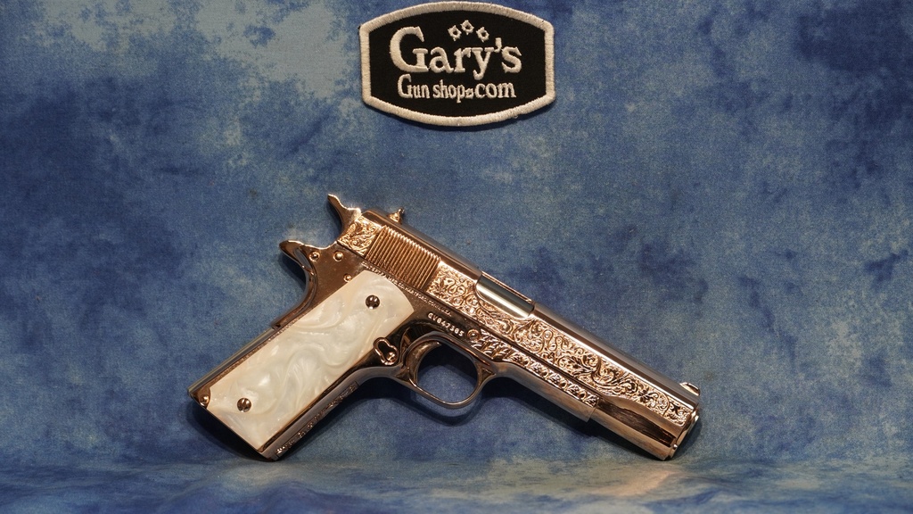 COLT 1911 GOVERNMENT 45 ACP DIAMONDS ON 18K ROSE GOLD 5" BBL SEATTLE ENGRAVING CENTER