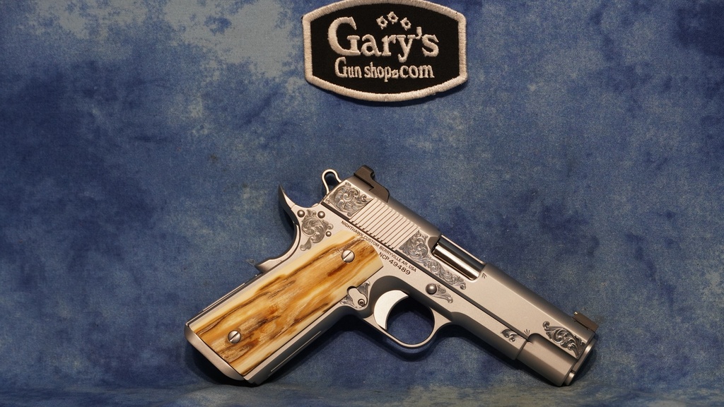 NIGHTHAWK CUSTOM VIP COMMANDER SILVER 38 SUPER WITH MAMMOTH BARK GRIPS