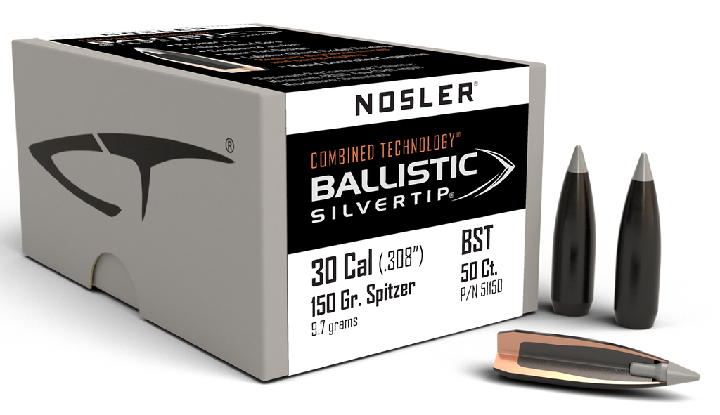 NOSLER 51150 BALLISTIC SILVERTIP 30 CALIBER 150 GRAIN SPITZER 50 CNT