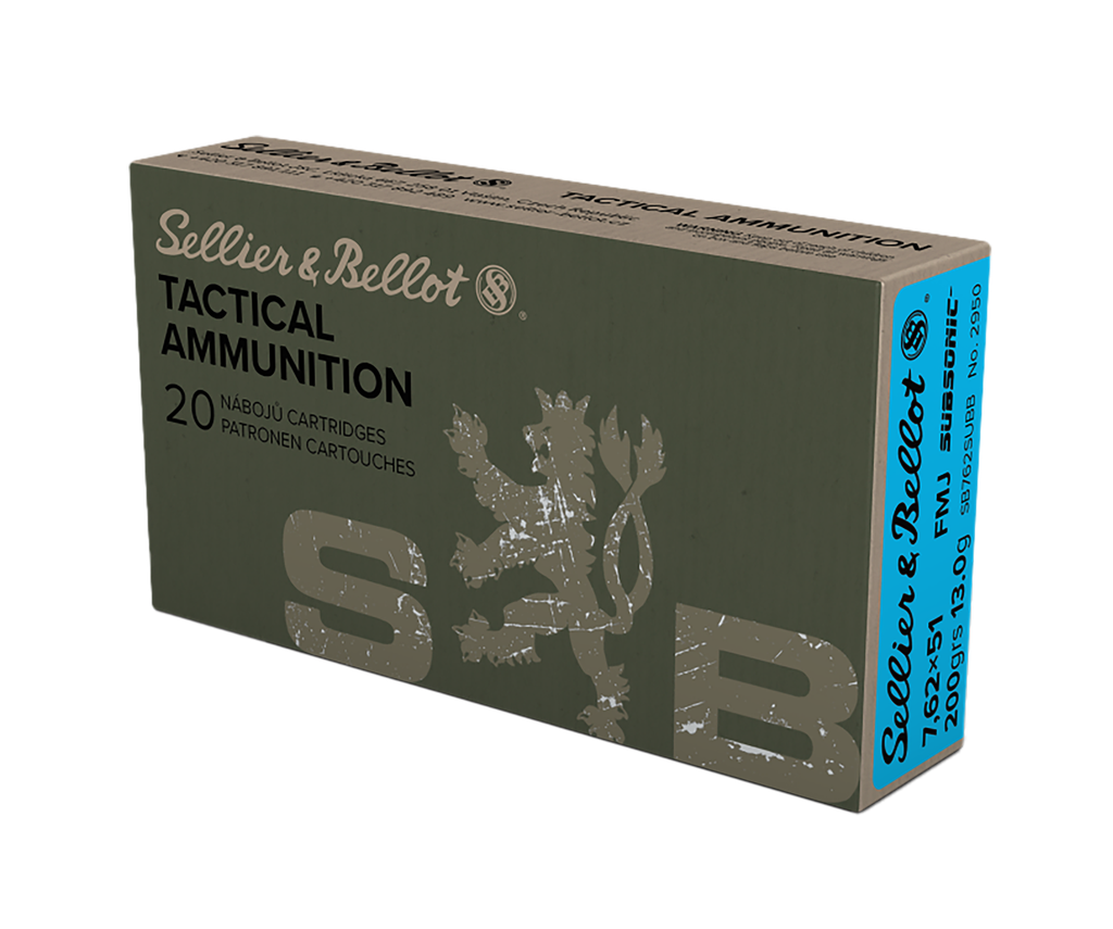 SELLIER & BELLOT SB762SUBB 7.62X51MM / 308 WIN 200 GRAIN FMJ SUBSONIC 20 RNDS