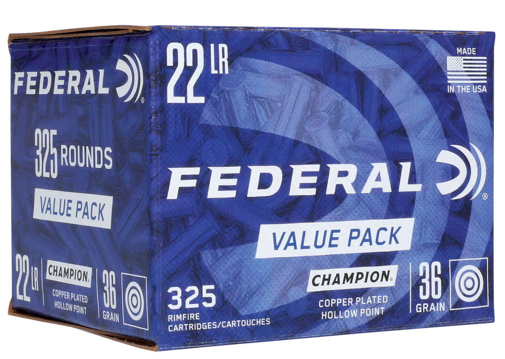 FEDERAL 725 CHAMPION TRAINING VALUE PACK 22 LR 36 GR COPPER PLATED HP 325 RNDS