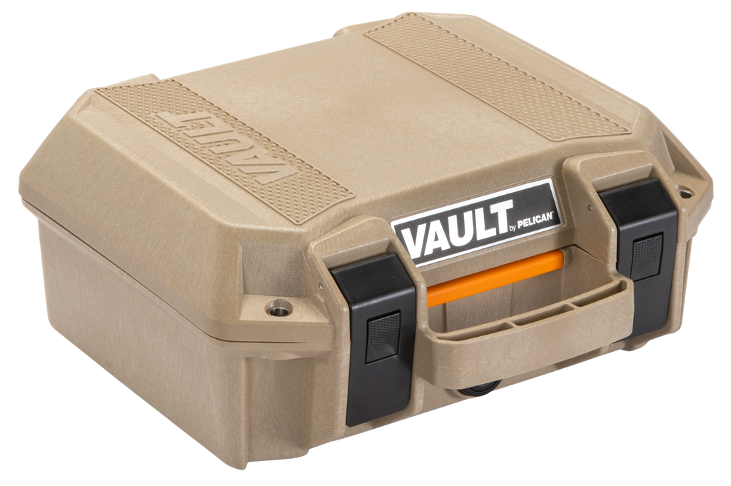 PELICAN VCV100 VAULT CASE SMALL TAN POLYMER HOLDS HANDGUN