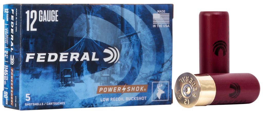 FEDERAL H13200 POWER-SHOK LOW RECOIL 12 GA 2-3/4" 9 PELLETS 1 3/16OZ 00 BUCKSHOT 5 RNDS