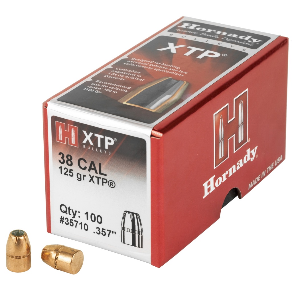 HORNADY 35710 XTP 38 CAL .357 125 GRAIN HOLLOW POINT 100 CNT