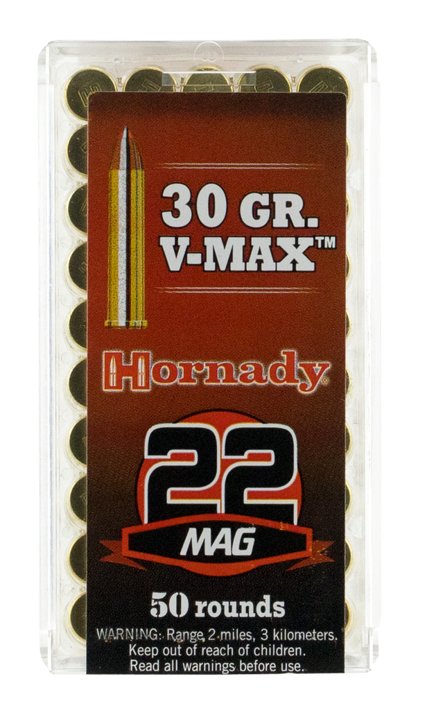 HORNADY 83202  22WMR 30GR V-MAX 50 RNDS