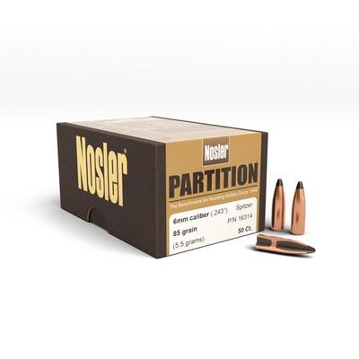 NOSLER 16314 PARTITION 6MM 85 GRAIN 50 CNT