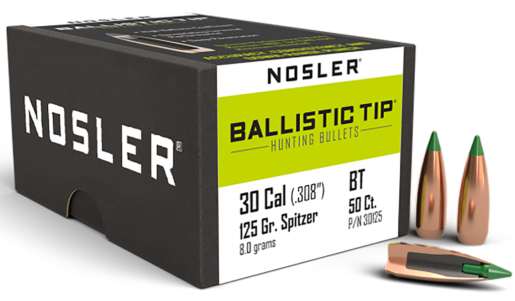 NOSLER 30125 BALLISTIC TIP 30 CALIBER 125 GRAIN SPITZER 50 CNT