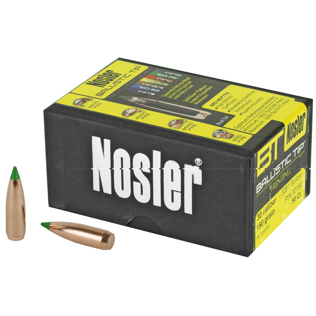 NOSLER 30150 BALLISTIC TIP 30 CALIBER 150 GRAIN SPITZER 50 CNT