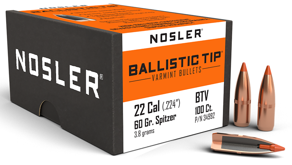 NOSLER BALLISTIC TIP, NOS 34992 BLSTC VAR   22 60 SP      100