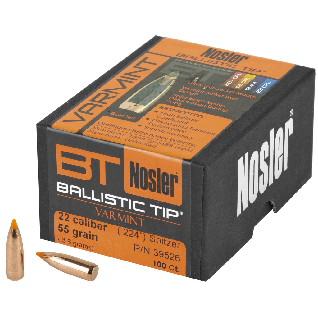 NOSLER 22 CAL 55GR 100CT 39526