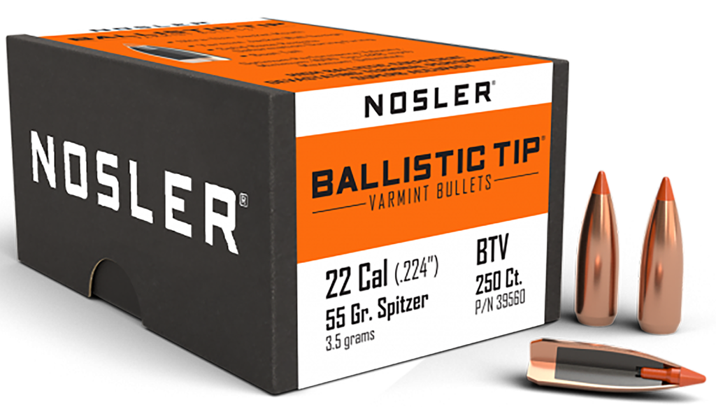 NOSLER 39560 BALLISTIC TIP 22 CALIBER 55 GRAIN SPITZER POINT 250 CNT
