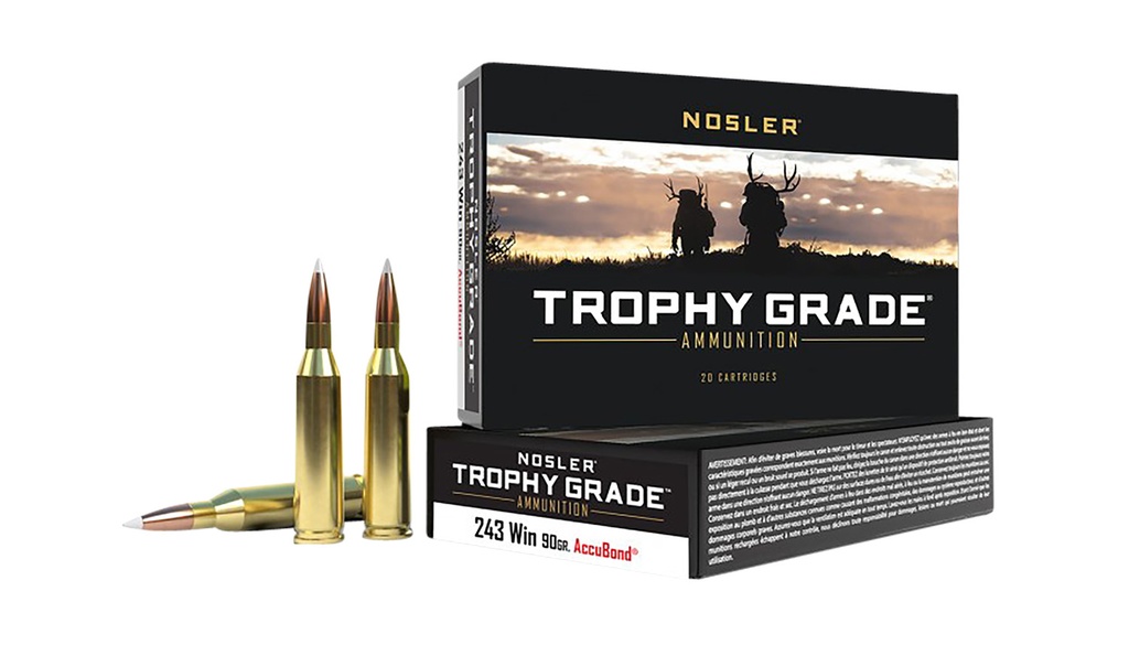 NOSLER 48263 TROPHY GRADE 243 WIN 90 GRAIN ACCUBOND 20 RNDS