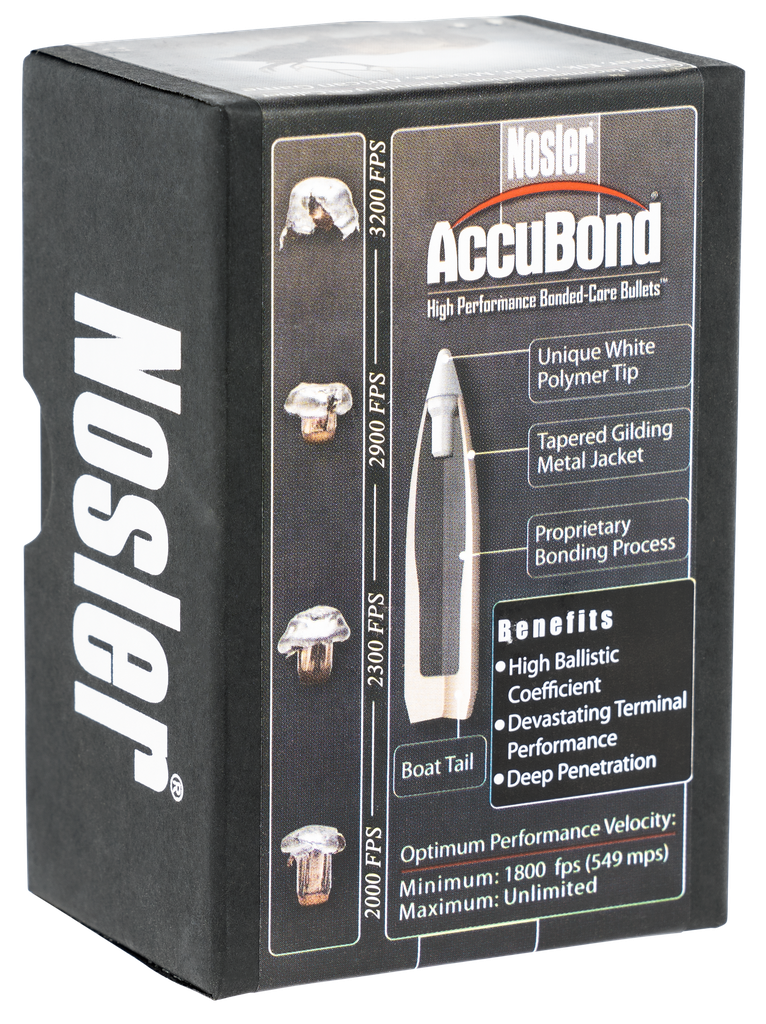 NOSLER 53742 ACCUBOND 25 CALIBER 110 GRAIN SPITZER POINT BOAT TAIL 50 CNT