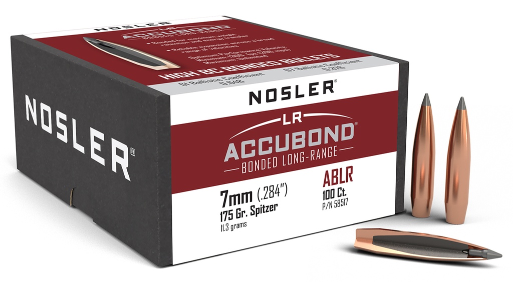 NOSLER 58517 ACCUBOND LONG RANGE 7MM 175 GRAIN SPITZER POINT 100 CNT