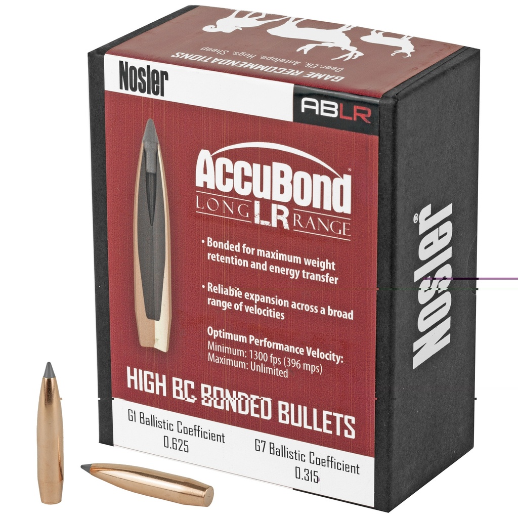 NOSLER 58922 ACCUBOND LONG RANGE 6.5MM 142 GRAIN SPITZER POINT 100 CNT