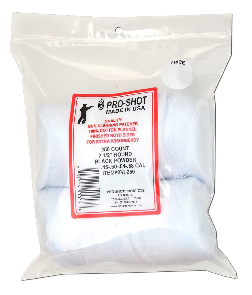 PRO-SHOT PATCH .45-.58CAL 2 1/2" 250