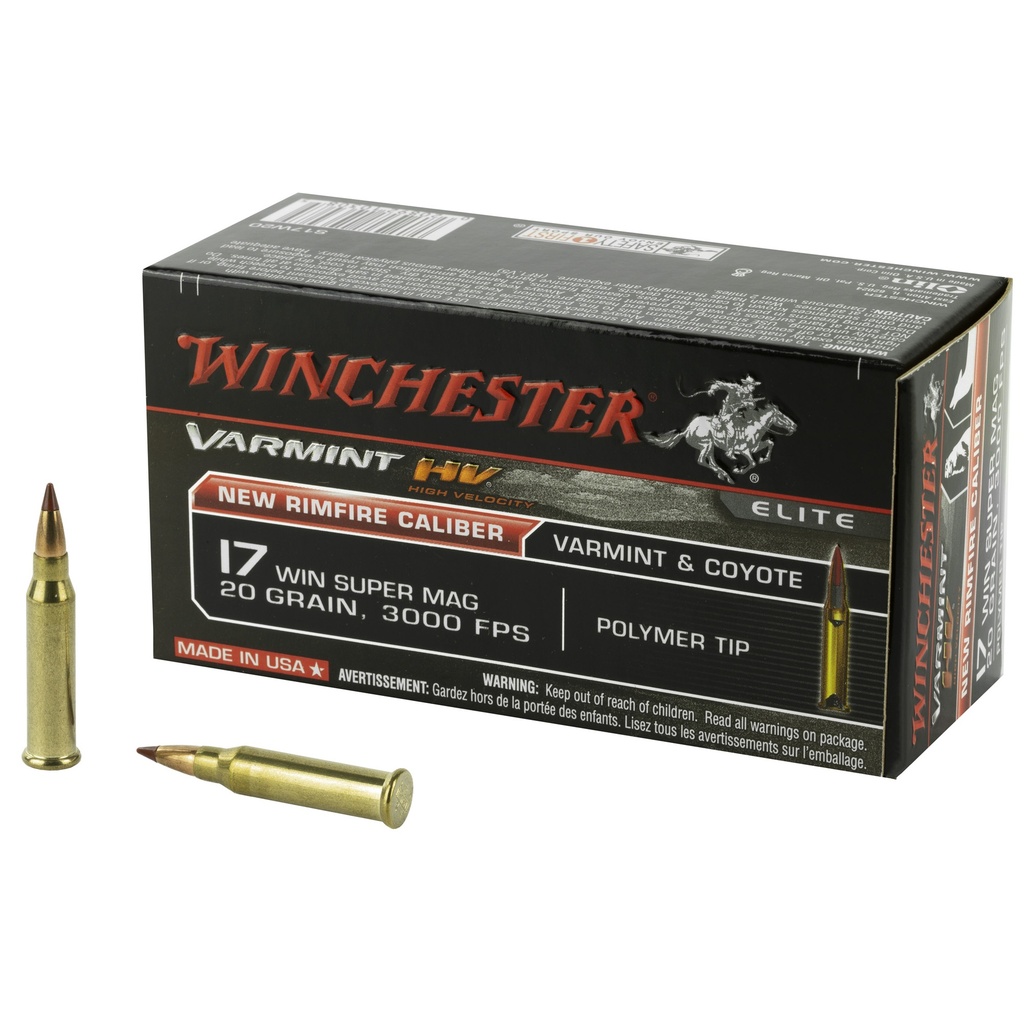 WINCHESTER S17W20 VARMINT HV 17 WSM 20 GRAIN POLYMER TIP 