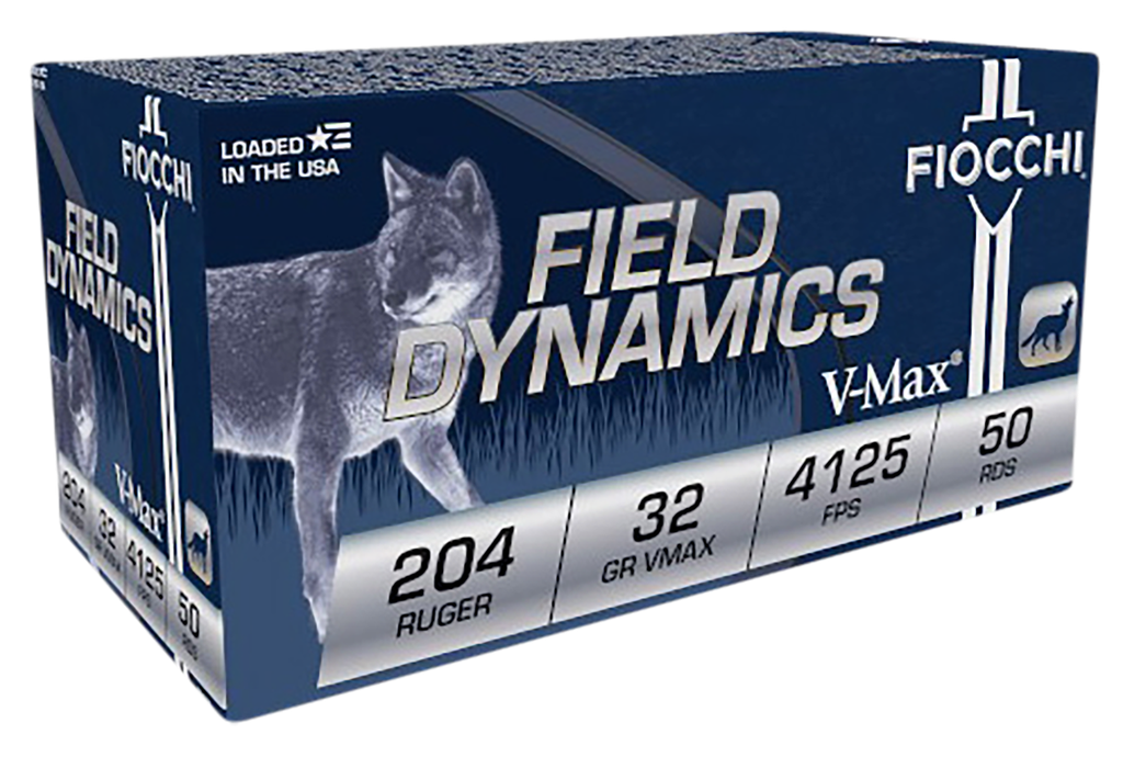 FIOCCHI 204HVA FIELD DYNAMICS 204 RUGER 32 GRAIN HORNADY V-MAX 50 RNDS