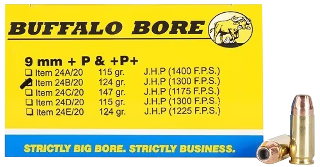 BUFFALO BORE 24B20 9MM +P 124GR JHP 