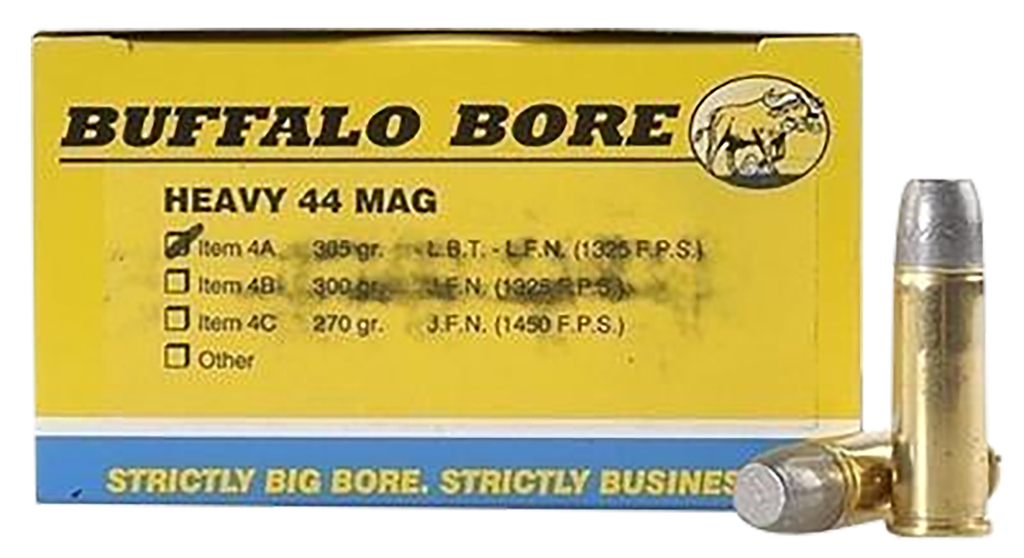 BUFFALO BORE 4A20 HEAVY STRICTLY BUSINESS 44 REM MAG 305 GRAIN HARD CAST LEAD FLAT NOSE 20 RNDS