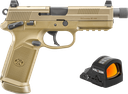 FN 66102270 FNX W/OPTIC 45 ACP 15+1 5.30" BLACK STEEL THREADED BARREL, FLAT DARK EARTH