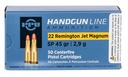 PPU PPH22RJ HANDGUN 22 REM JET MAG 45GR SOFT POINT 50 PER BOX