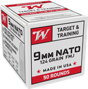 WINCHESTER W9NATO50 9MM 124 GRAIN FMJ TARGET & TRAINING 50 ROUND BOX